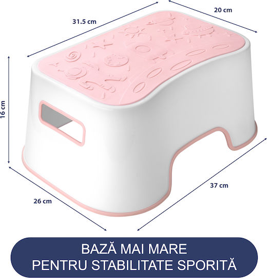 Fiziotab Space Booster Seat Non-slip Surface Handles Stool Type Use At Sink Bathroom Kitchen Pink