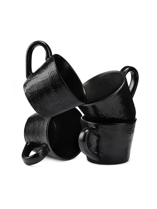 Navaris Mug Ceramic Black 350ml 4pcs