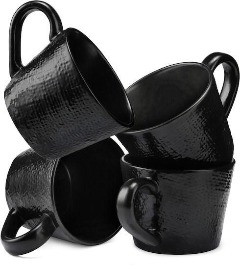 Navaris Becher Keramik Schwarz 350ml 4Stück