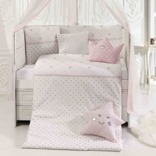 abo Set Pentru Patut Queens Crown cu baldachin Roz 9buc piese