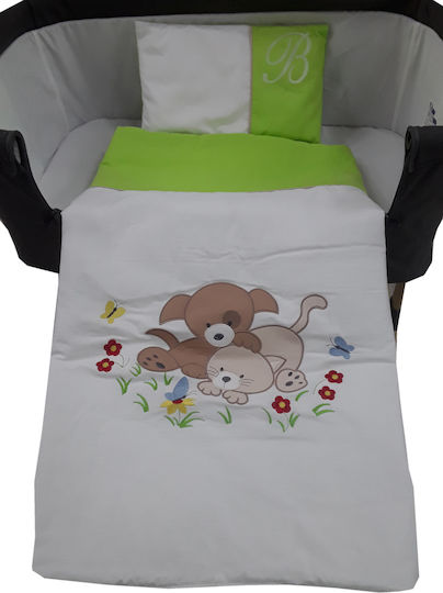 Beboulino Baby Crib Bedding Set Love 3pcs Green