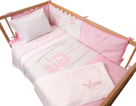 Viopros Baby Crib Bedding Set 6pcs Pink