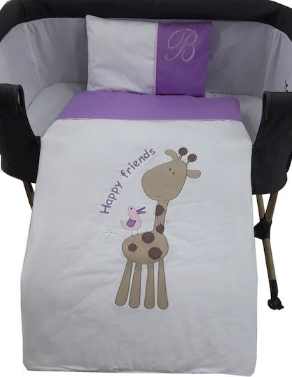 Beboulino Set Für Krippe Giraffe Lila 3Stück