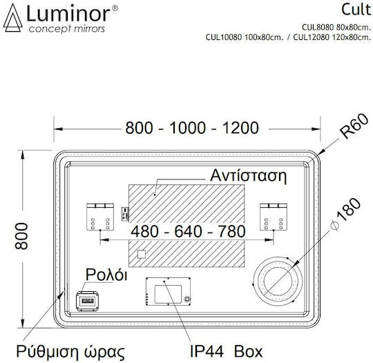 Luminor Cult Magnifying Bathroom Mirror 100x80cm