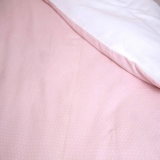 Viopros Set Lenjerii De Patut Bebe Pentru Cradle Din Flanel Roz-Alb 80x100cm 2 Bucăți