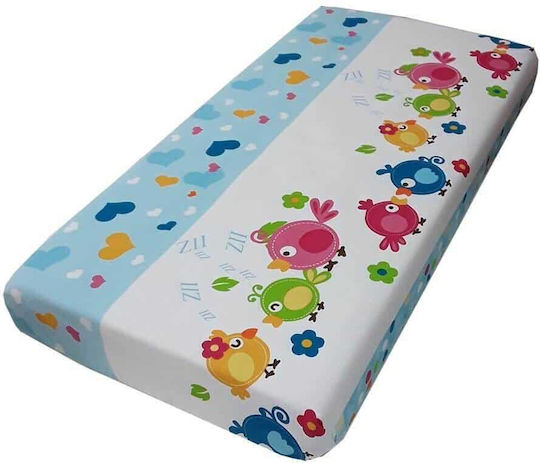 Beboulino Fitted Lovely Birds Blue 70x140cm