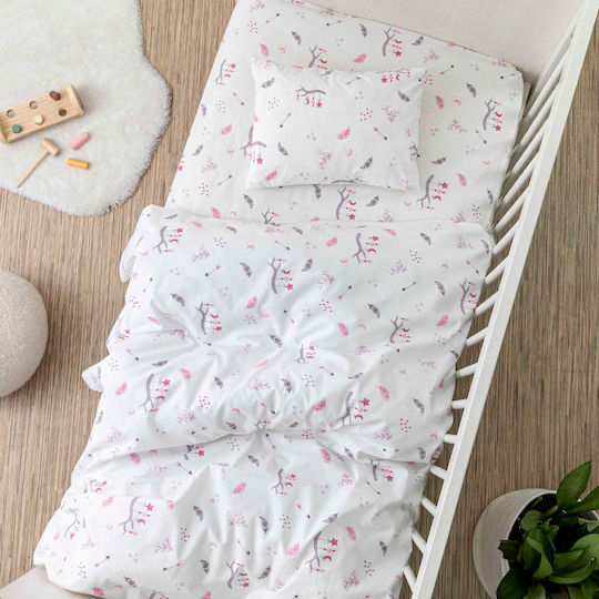 Borea Arrow Baby Sheets Set Cradle Cotton Pink 70x120cm 2pcs