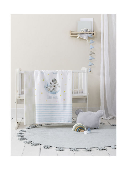 Nima Sleepy Raccoon Комплект Бебешки Чаршафи За Количка Памучни с Ластик Бели 70x140бр 3бр