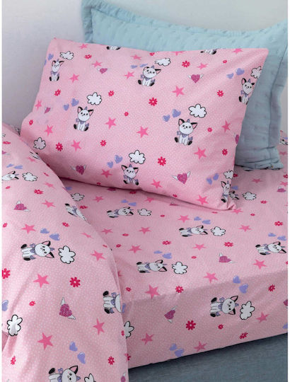 Palamaiki My Kingdom Baby Sheets Set Crib Cotton Fitted Pink 130x170cm 3pcs