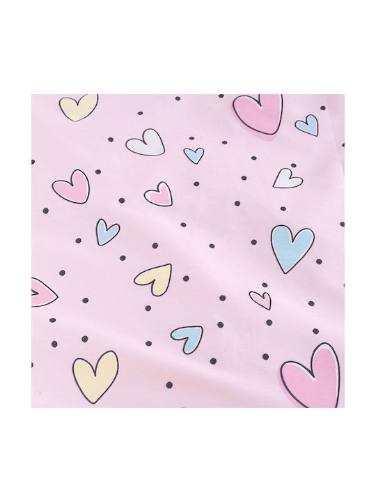 Rythmos Pop Hearts Бебешки Чаршаф За Количка Памук Розов 80x110бр