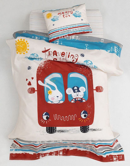 Palamaiki Happy Baby HB0605 Baby Sheets Set Crib Cotton Red 120x160cm