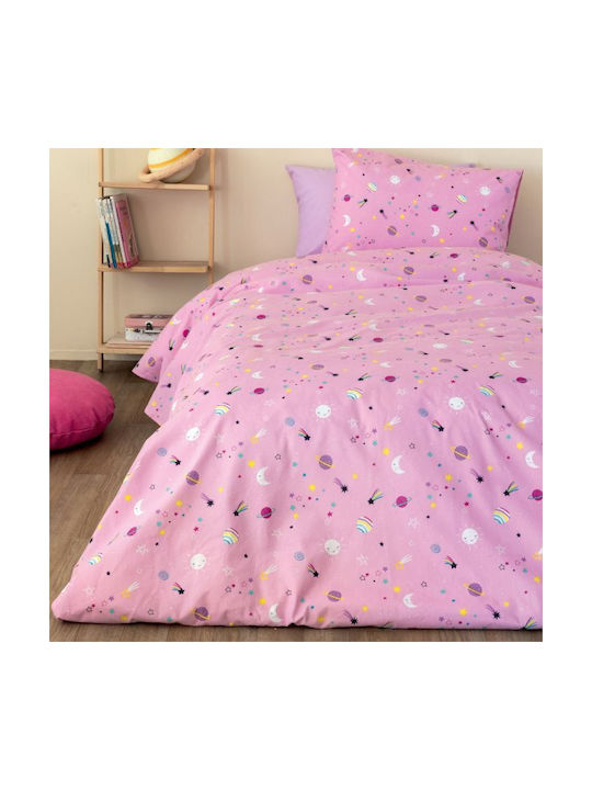 Palamaiki Poppet Комплект Бебешки Чаршафи За Количка Фланелени с Ластик Розов 70x140бр