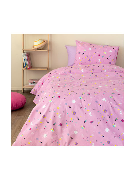 Palamaiki Poppet Комплект Бебешки Чаршафи За Количка Фланелени с Ластик Розов 70x140бр