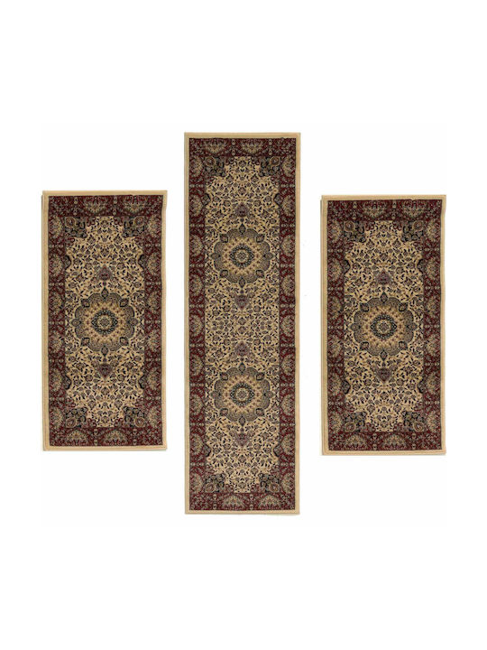 Isexan Milano Bedroom Rugs Set Burgundy 83-3TEM-8321 3pcs