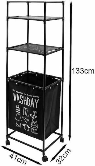 Boden Badezimmerregal Metallisch 41x32x133cm Schwarz
