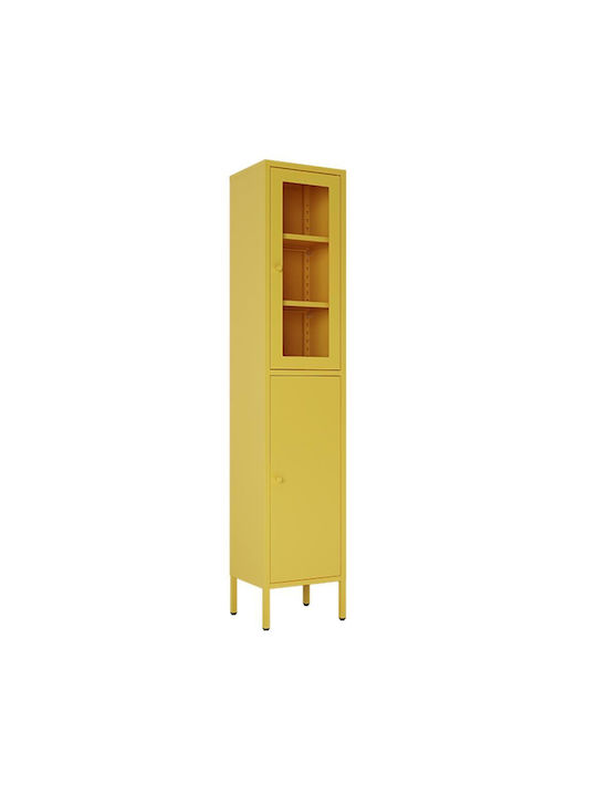 Wohnzimmer Vitrine aus Metallisch mit Verglast Gelbe 35x30x180cm