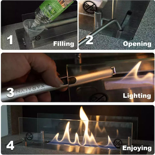 Xaralyn Burner L Επιδαπέδιο Τζάκι Βιοαιθανόλης Εσωτερικού / Εξωτερικού Χώρου Ασημί
