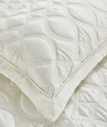 Monte Carlo Ecru Tagesdecken Kissenbezüge 50×70/2 Stück 100% Seide/Satin & Stepp-Knopferei Liolios Home