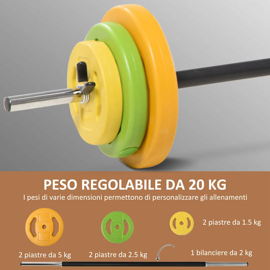 HomCom Straight Bar Ø28mm 20kg 28cm Length without Collar