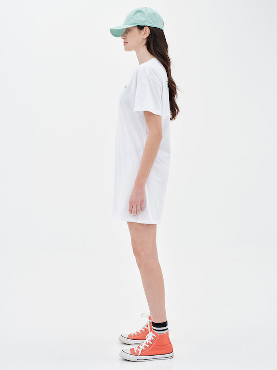 Tahiti Καλοκαιρινό Mini T-shirt Φόρεμα Λευκό