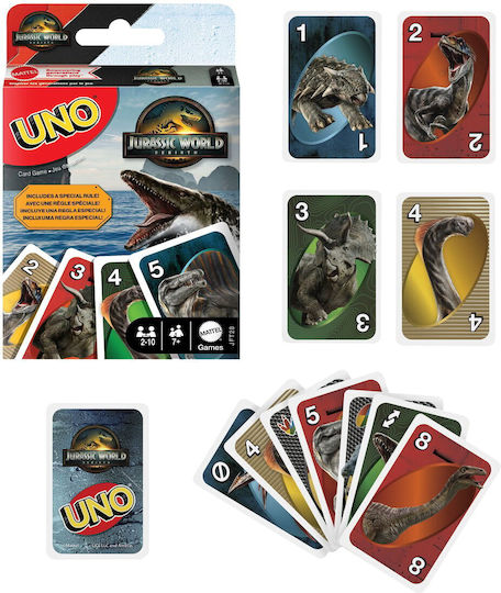 Настолна игра Uno Extreme: Jurrasic World за 2-10 играчи 7+ години Mattel