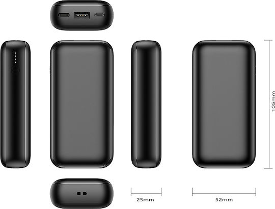 Veger S10 Power Bank 10000mAh 20W with USB-A Port and USB-C Port Power Delivery / Quick Charge 3.0 Black