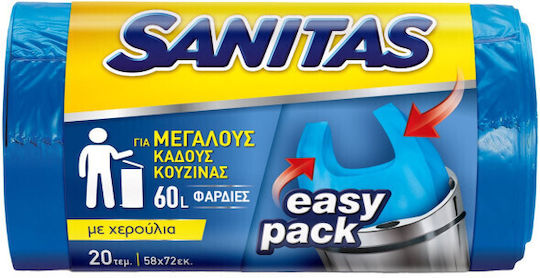 Sanitas Αρωματικές Σακούλες Απορριμάτων Χωρητικότητας 55lt με Χερούλια Easy-Pack 58x72cm 20τμχ Πράσινες