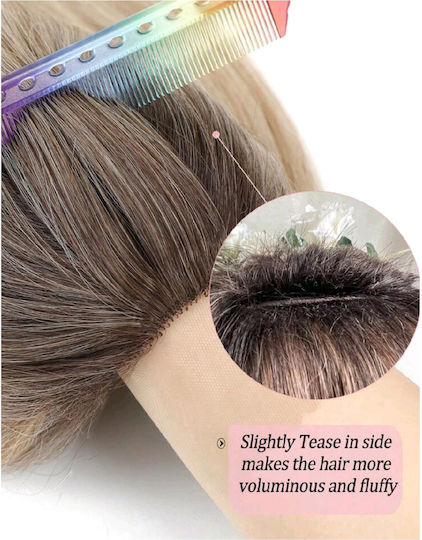 Women's Topper Hair Toupee Clip Large Surface Lace Front Transparency Dark Blonde Root 19 Inches