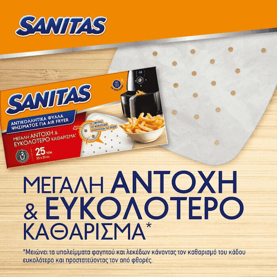 Sanitas Non-stick Papers for Air Fryer 23x23cm 25 Pieces