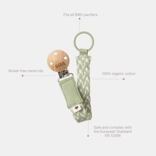 Bibs Pacifier Ribbon Paci Braid from Fabric Green