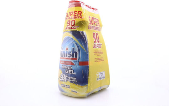 Finish All in One Max Gel Πλυντηρίου Πιάτων με Άρωμα Λεμόνι 3x600ml 90 Μεζούρες