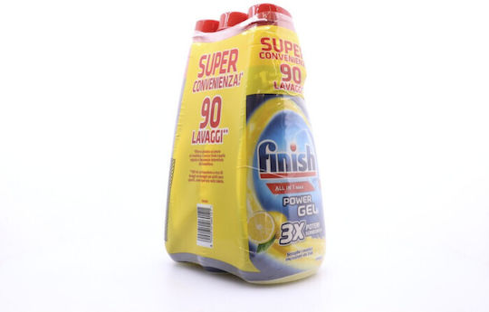 Finish All in One Max Gel Πλυντηρίου Πιάτων με Άρωμα Λεμόνι 3x600ml 90 Μεζούρες