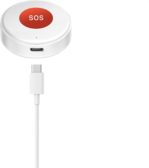 Emergency Button SOS For Elderly Rechargeable 1 Piece White 1360-16