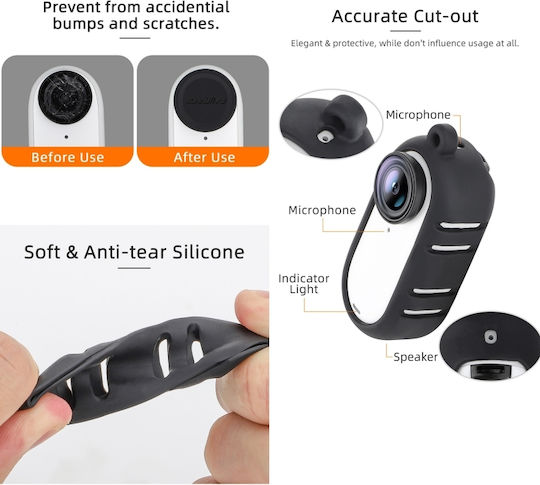 Insta360 Go 3 Sunnylife Cooling Silicone Case Skin Wrap Lens Cover Layer Μαύρο