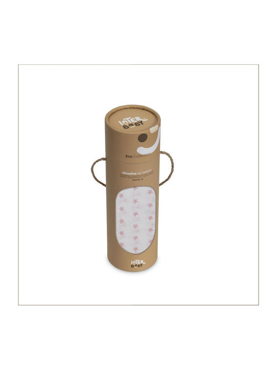 Interbaby Πάνα Αγκαλιάς από Μουσελίνα White, Pink 120x120εκ.