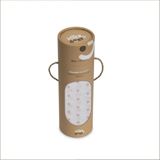Interbaby Прегръщаща Пелена от Муселин White, Pink Бял 120x120см.