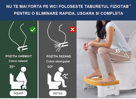 Taburet Toaletă Rabatabil Fiziotab Împotriva Constipației Hemoroizilor Corectează Poziția de Ghemuit pe Toaletă Adulți Copii 1 Bucată Portocaliu Înălțime 18 Cm
