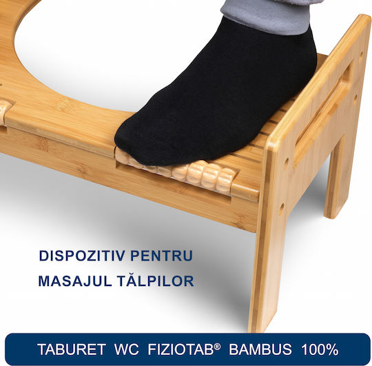 Fiziotab Bamboo Toilet Stool Raised Toilet Seat Correct Positioning Adjustable Height Brown