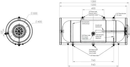 Panthermica Boiler Ηλιακού 160lt Glass Διπλής Ενέργειας
