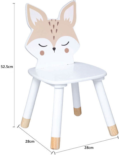 Детски Стол Fox Бял 28x28x52.5бр