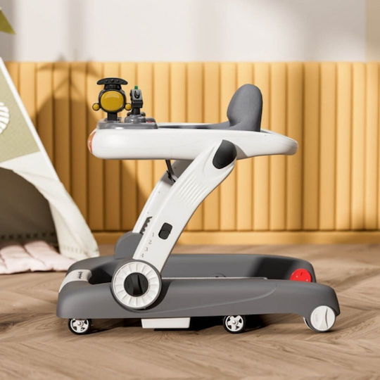 Bebe Star Baby Walker Train 3 in 1 with Music for 7+ Months Gray
