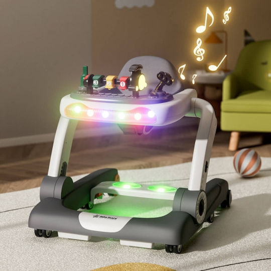 Bebe Star Baby Walker Train 3 in 1 with Music for 7+ Months Gray