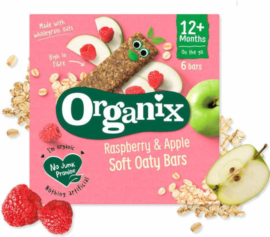 Organix Bar Soft Oaty Μπάρες Βρώμης Σμέουρο & Μήλο with Flavor Raspberry-Melo Sugar Free 138gr for 12+ months 6pcs