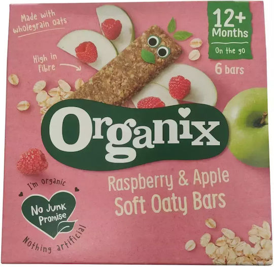 Organix Bar Soft Oaty Μπάρες Βρώμης Σμέουρο & Μήλο with Flavor Raspberry-Melo Sugar Free 138gr for 12+ months 6pcs