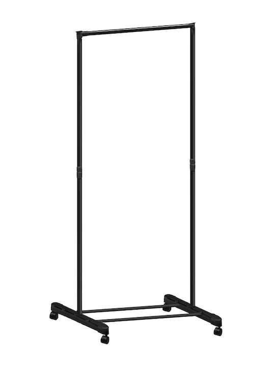 Tres-1 Wheeled Floor Garment Rack made of Metal Black 74.5x41.5x157cm