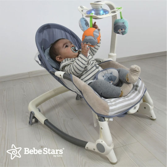 Bebe Stars Електрически Релакс Бебе Raccoon с Музика и Вибрация Сив за Дете до 18кг