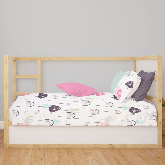 Dimcol Bebe Baby Sheet Crib Cotton Fitted White 70x140cm