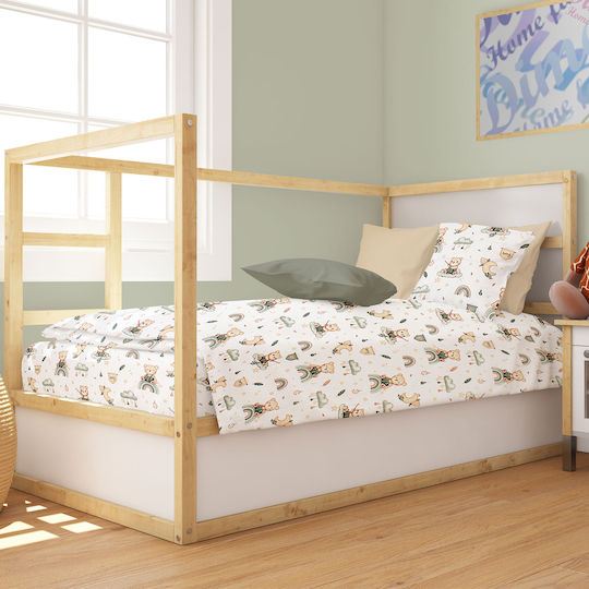 Dimcol Cearșaf pentru bebeluși Pentru Patut Bumbac cu Cauciuc Alb 70x140buc