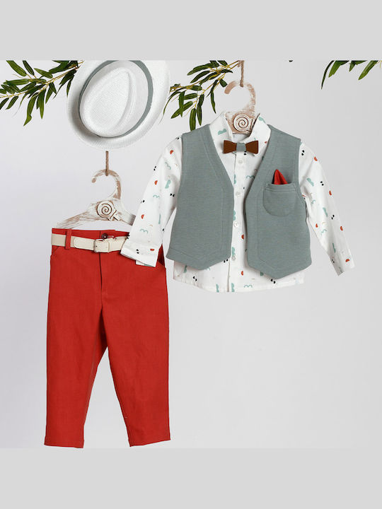 Baptismal Suit Boy Red K-2435 Lollipop Bls-24-k-2435
