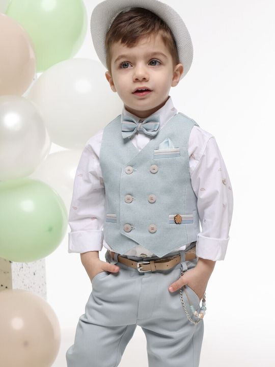 Mi Chiamo Boys Baptism Suit with Vest Green